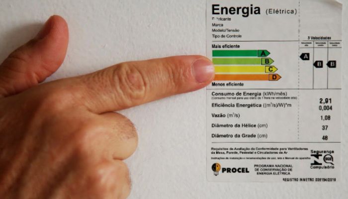 Foto de um quadro de eficiência energética